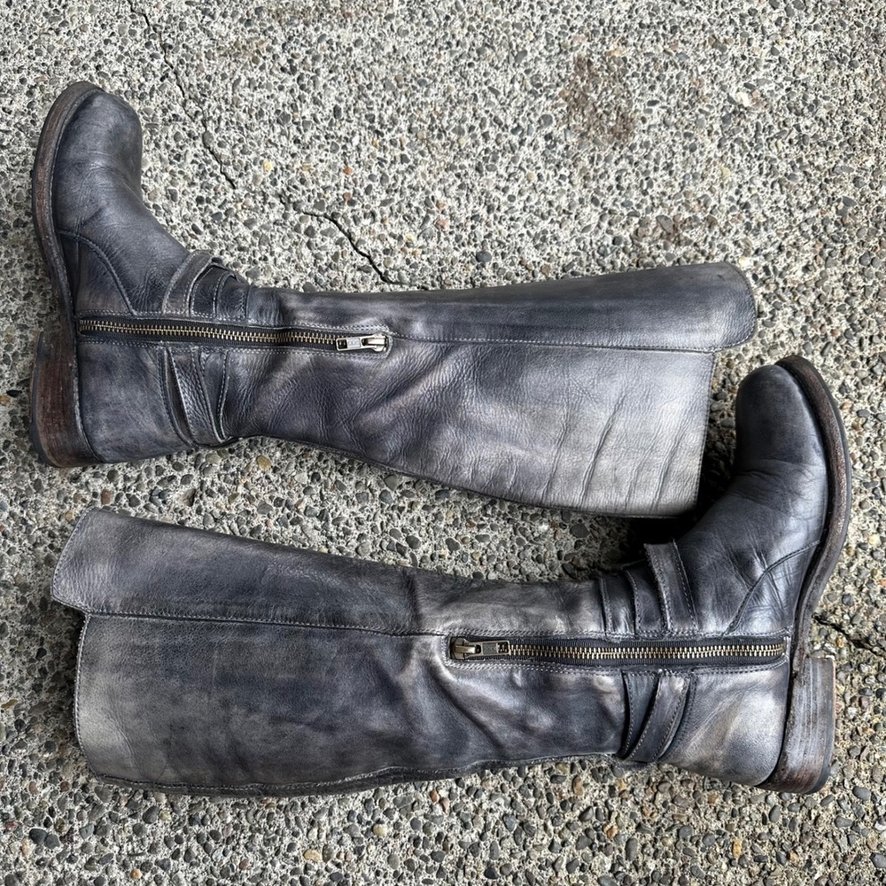 Bed Stu Boots Shoe Cobbler Series Leather Moto Distressed Black Grey Womens 6 - Picture 4 of 12